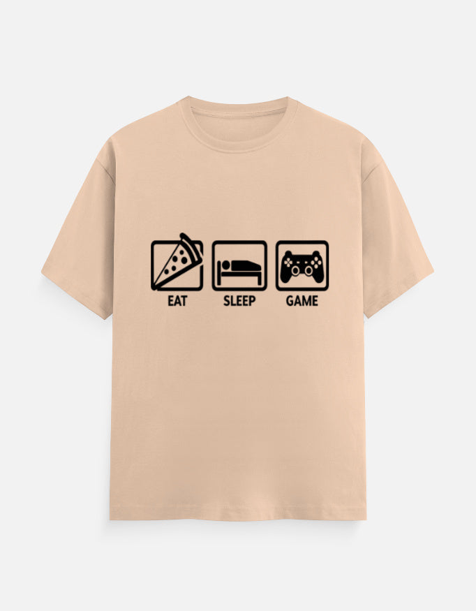 Eat Sleep Game Repeat Tee – Noir & Lin India Peach