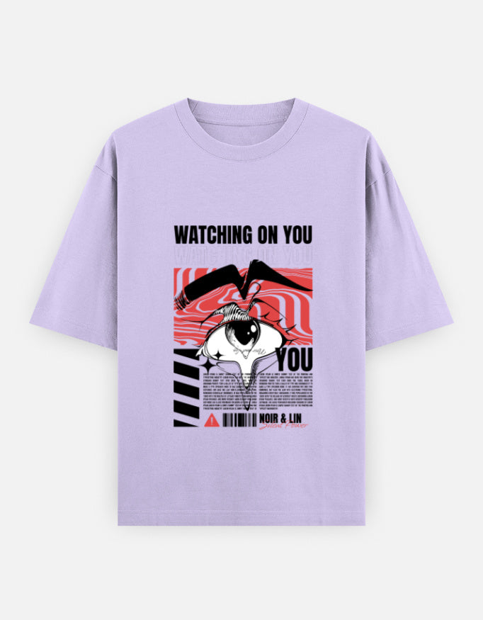 Watching On You Oversized T-Shirt – Noir & Lin India Lavender