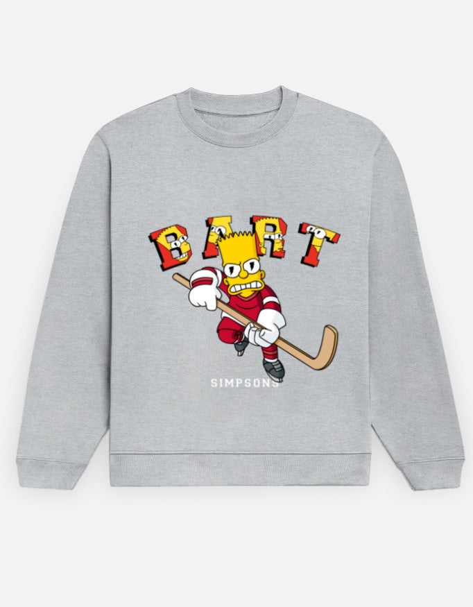 Bart Hockey – Simpsons Graphic Sweatshirt – Noir & Lin India Grey Melange