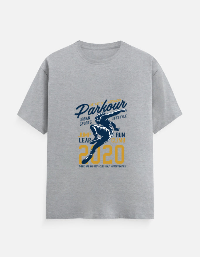 Parkour 2020 Graphic T-Shirt – Noir & Lin India Grey Melange