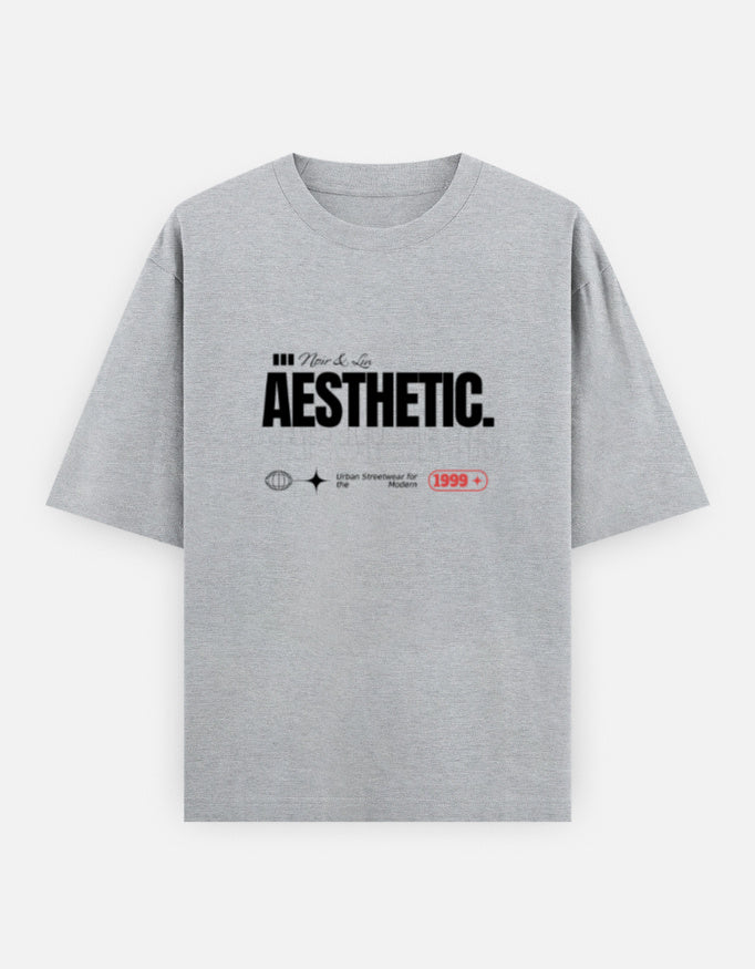 Aesthetic Oversized T-Shirt – Noir & Lin India Grey Melange