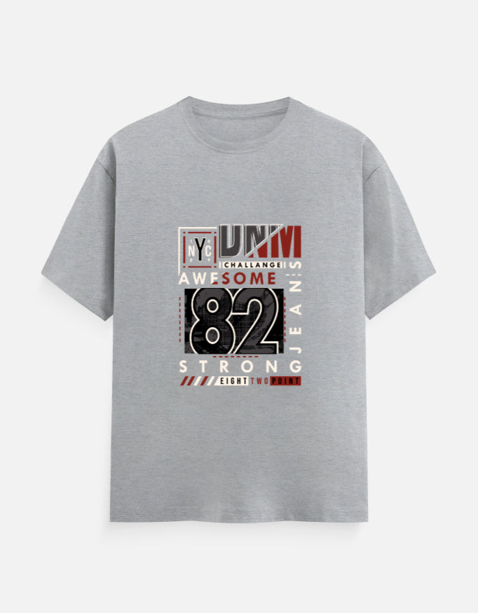 NYC 82 Strong Graphic T‑Shirt – Noir & Lin India Grey Melange