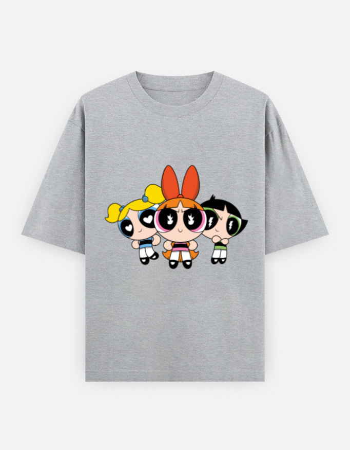 Powerpuff Girls Front & Back Print – Noir & Lin India Grey Melange