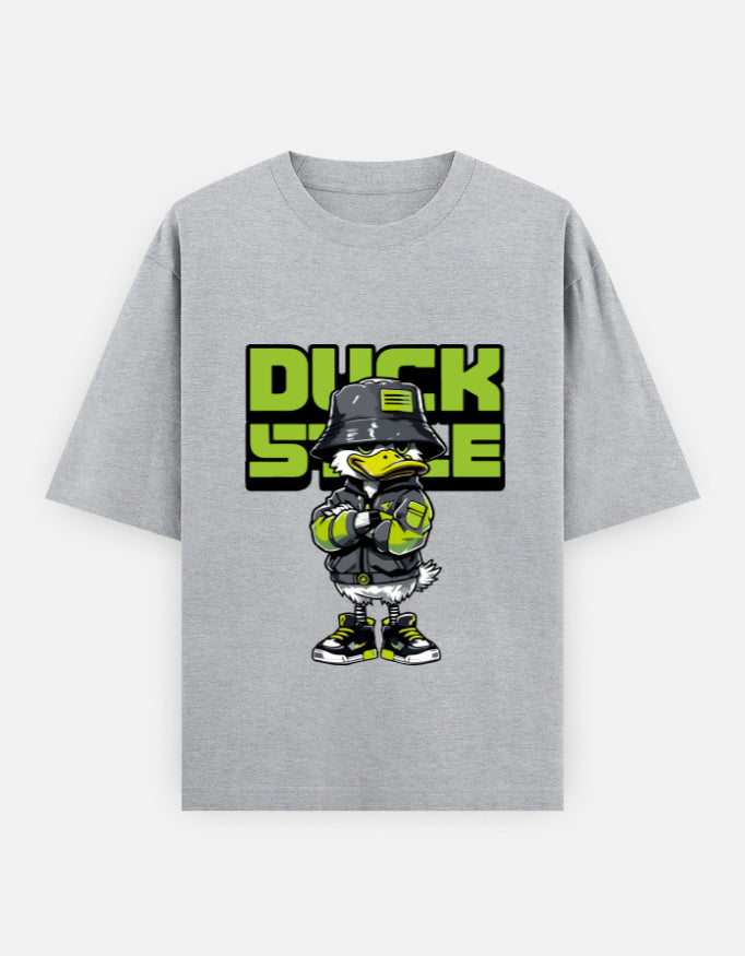 Duck Style Oversized Heavyweight T-Shirt – Noir & Lin India Grey Melange
