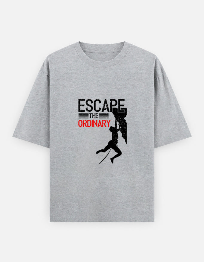 Escape the Ordinary Oversized T‑Shirt – Noir & Lin India Grey Melange