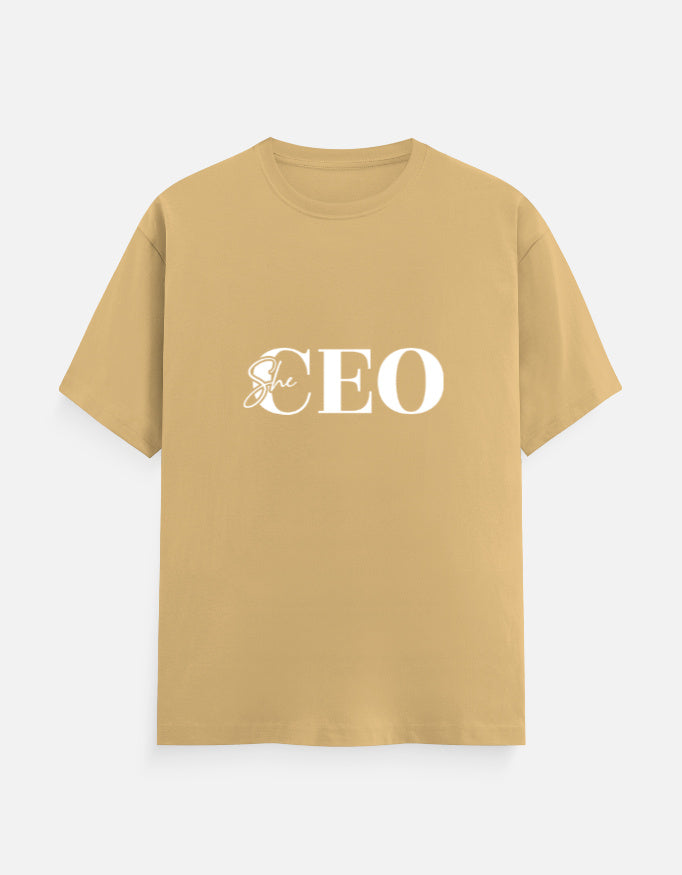 She CEO Classic Crew T-Shirt – Noir & Lin India Beige