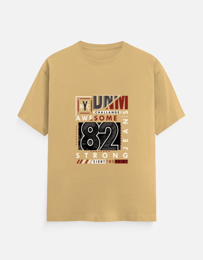 NYC 82 Strong Graphic T‑Shirt – Noir & Lin India Beige