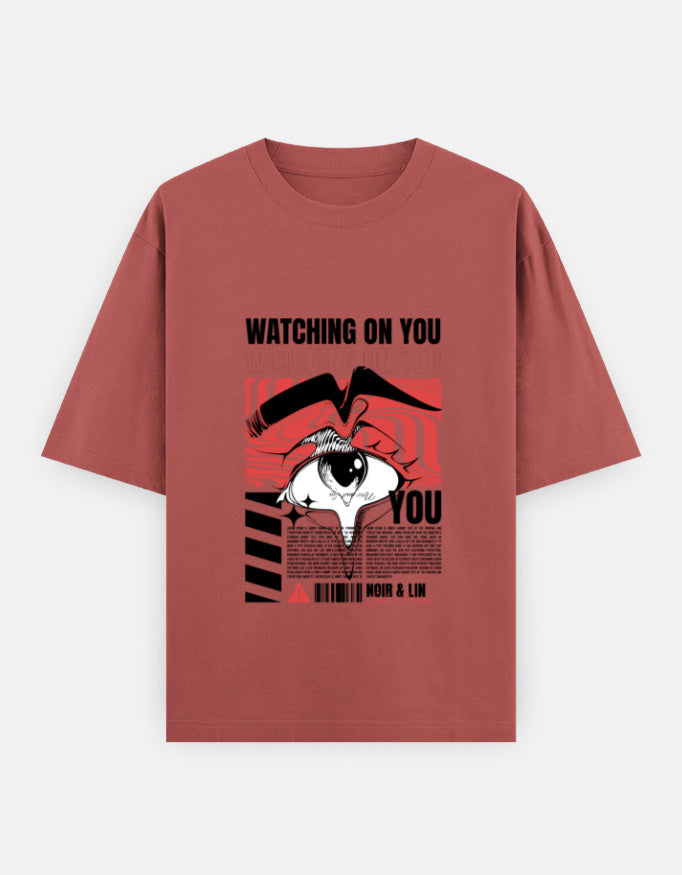 Watching On You Oversized T-Shirt – Noir & Lin India Coral