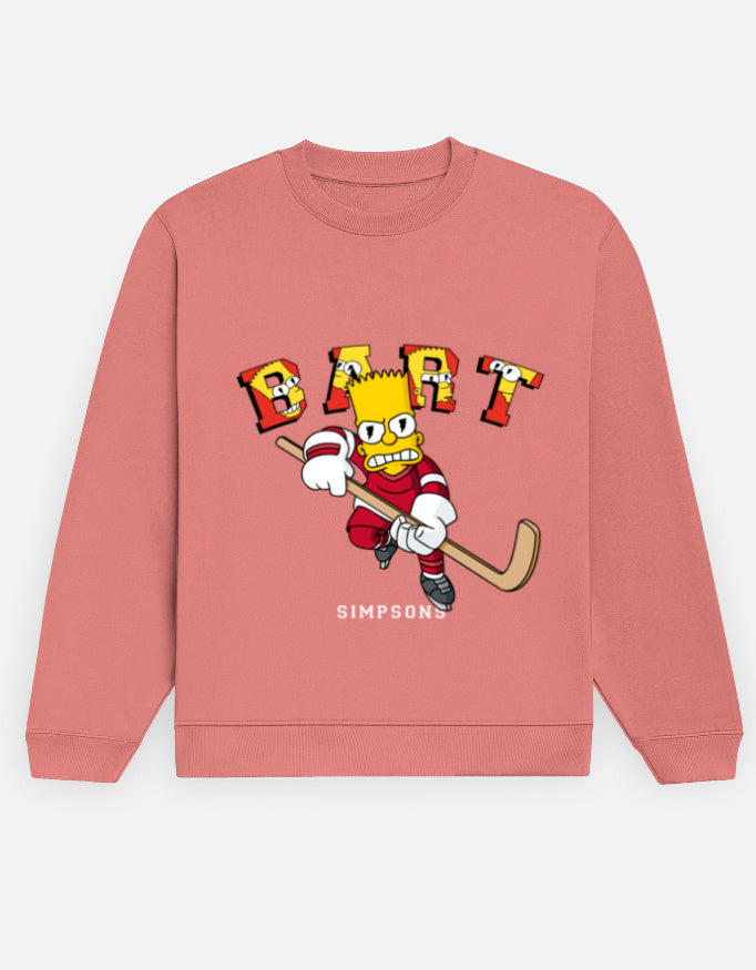 Bart Hockey – Simpsons Graphic Sweatshirt – Noir & Lin India Coral