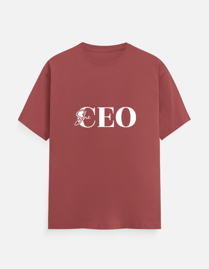 She CEO Classic Crew T-Shirt – Noir & Lin India Coral