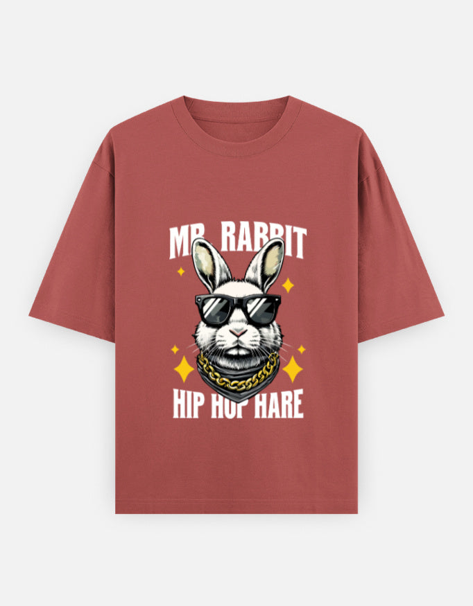 Mr. Rabbit Hip Hop Hare Oversized T-Shirt – Noir & Lin India Coral