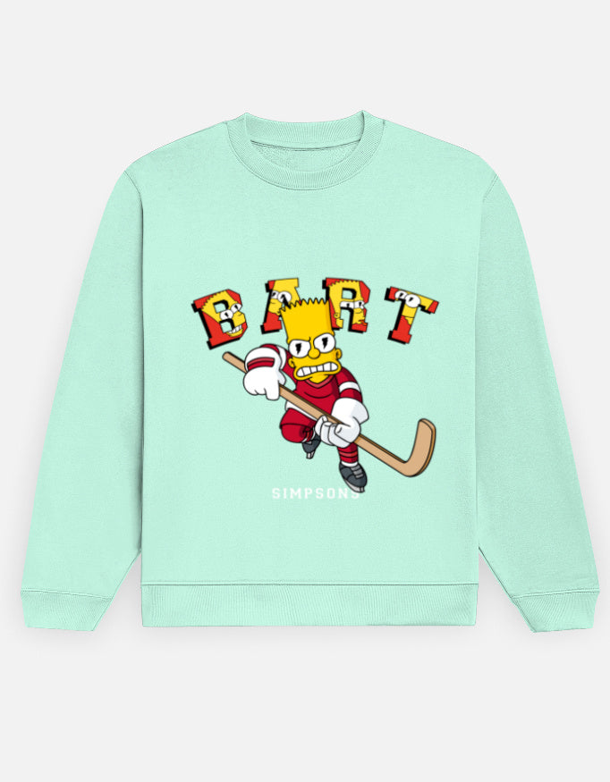 Bart Hockey – Simpsons Graphic Sweatshirt – Noir & Lin India Mint
