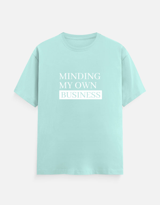Minding My Own Business Tee – Unisex Regular Fit – Noir & Lin India Mint