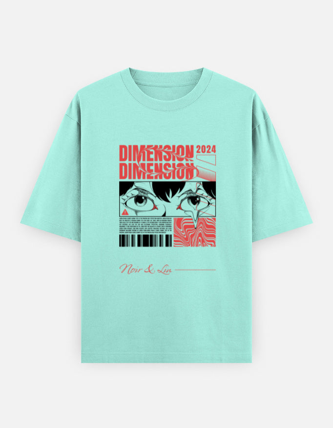 Dimension 2024 – Oversized Graphic Tee – Noir & Lin India Mint