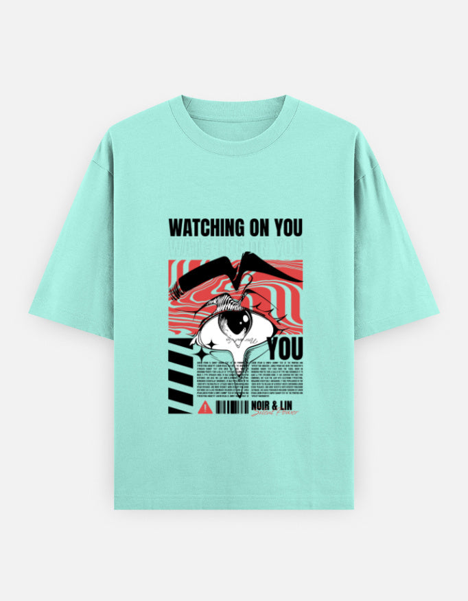 Watching On You Oversized T-Shirt – Noir & Lin India Mint