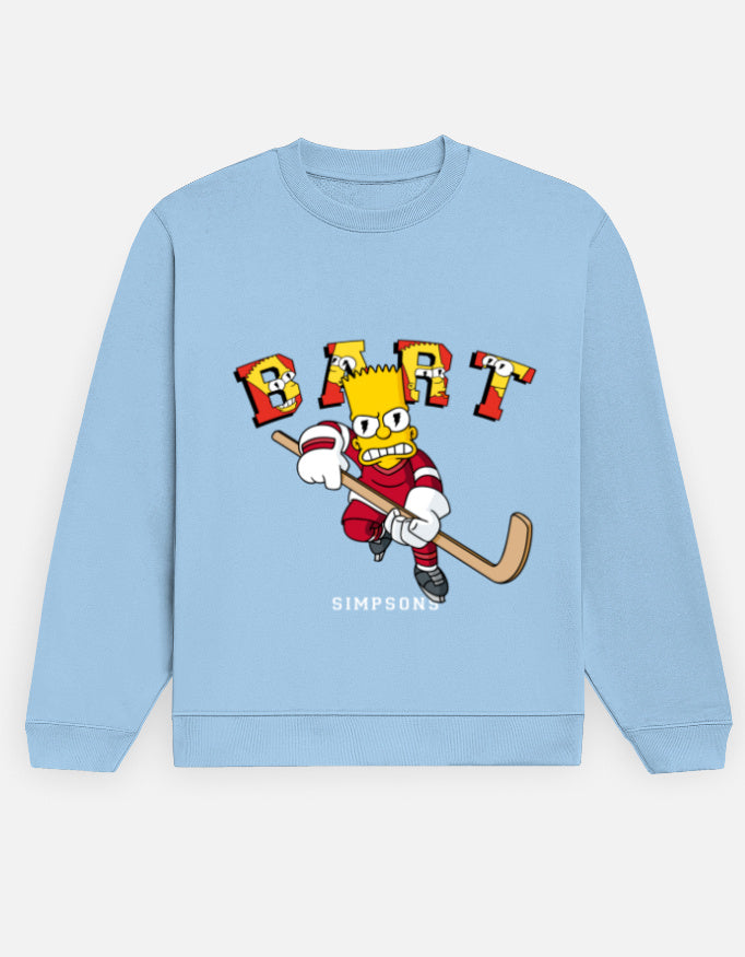 Bart Hockey – Simpsons Graphic Sweatshirt – Noir & Lin India Baby Blue