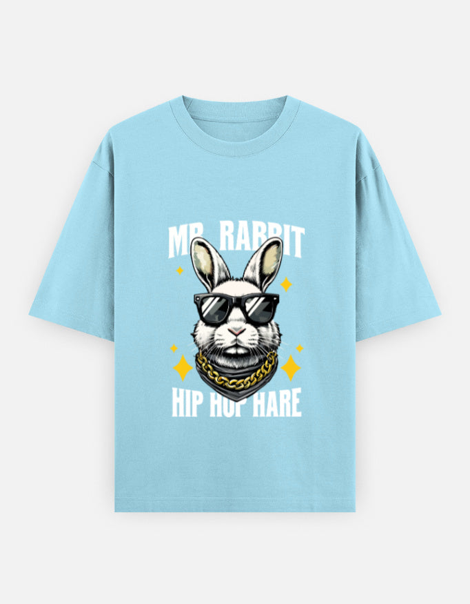 Mr. Rabbit Hip Hop Hare Oversized T-Shirt – Noir & Lin India Baby Blue