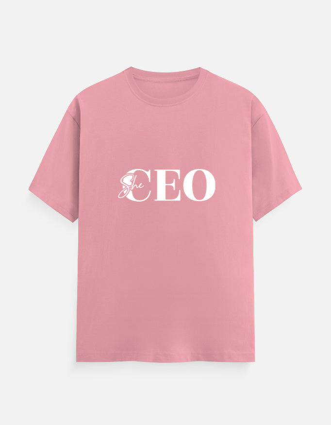 She CEO Classic Crew T-Shirt – Noir & Lin India Flamingo