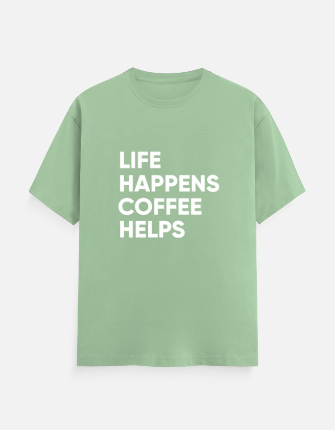Life Happens, Coffee Helps Tee Unisex T-Shirt – Noir & Lin India Jade