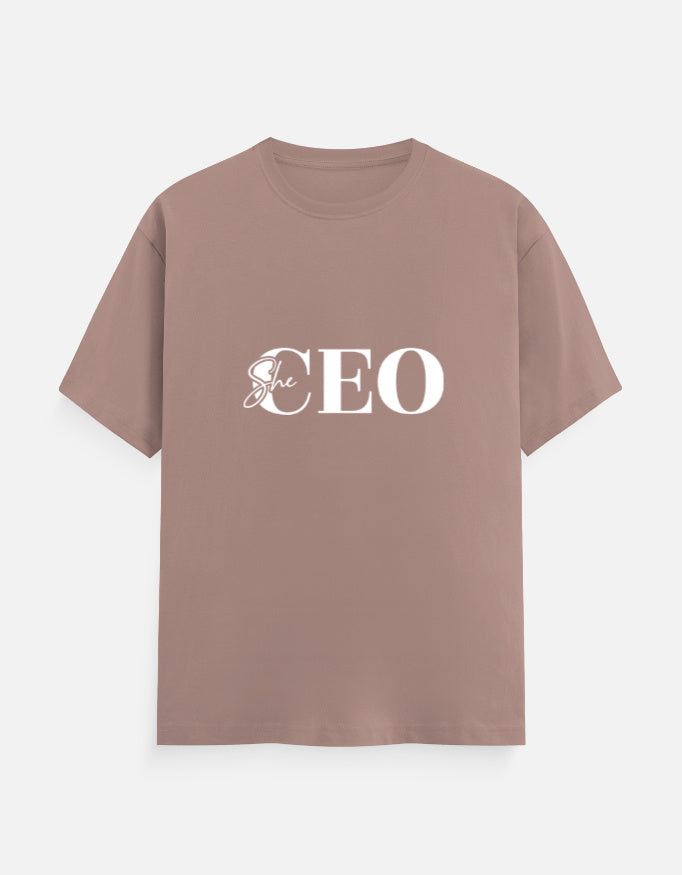 She CEO Classic Crew T-Shirt – Noir & Lin India Mushroom