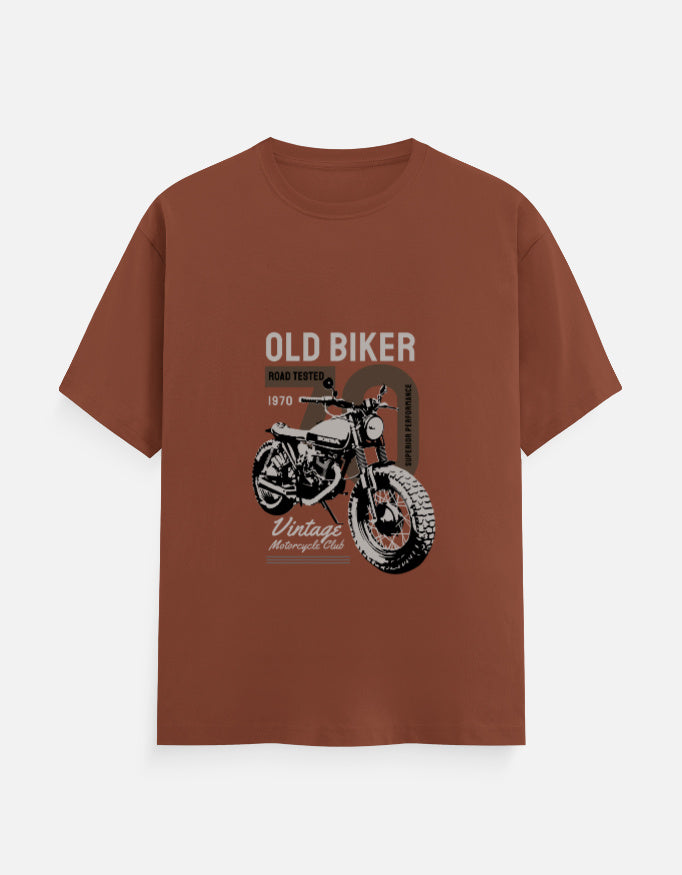 Old Biker Vintage Motorcycle Graphic T-Shirt – Noir & Lin India Copper