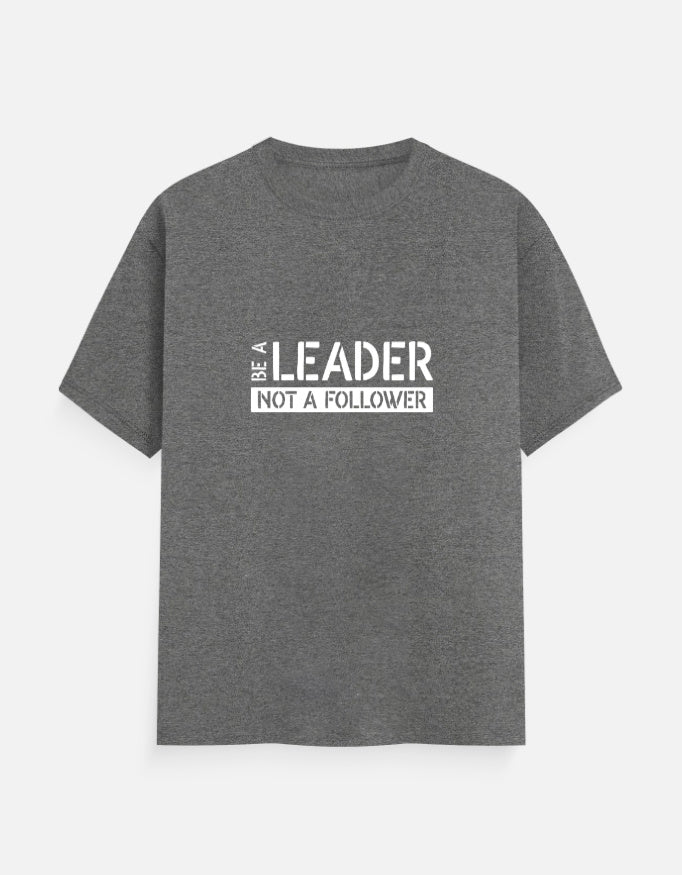 BE A LEADER Unisex T-Shirt – Noir & Lin India Charcoal Melange