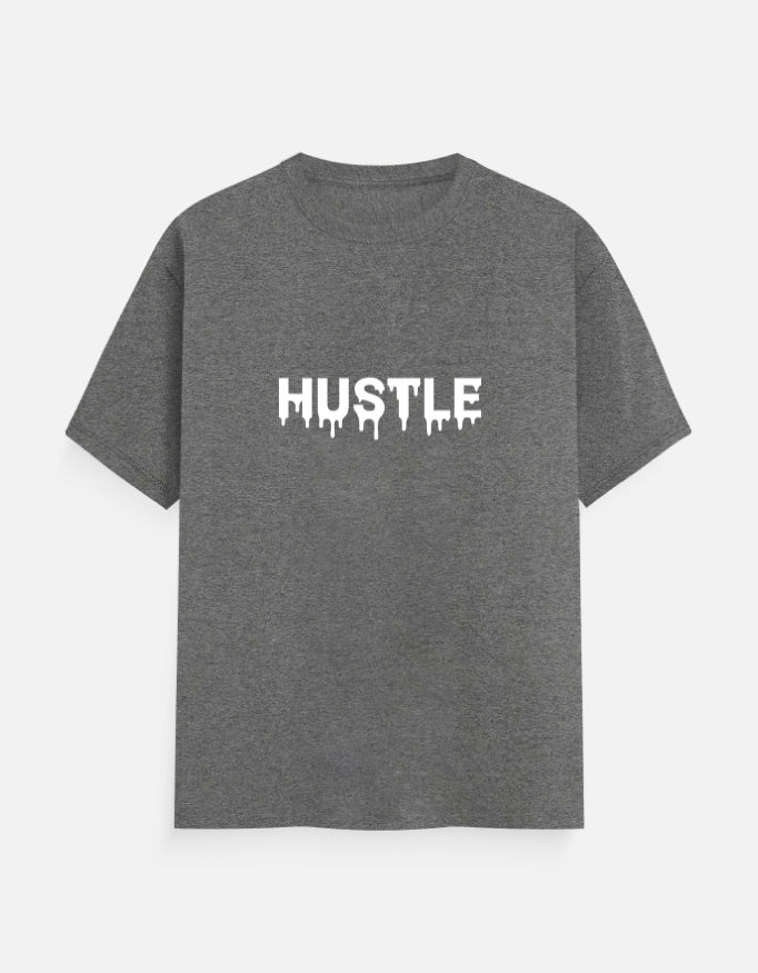 HUSTLE Drip - Vinyl Print - Unisex Regular Fit - Puff Grey – Noir & Lin India Charcoal Melange