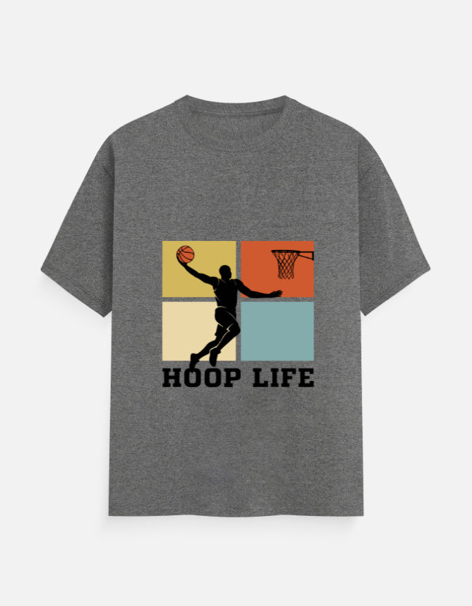 Hoop Life T-Shirt – Noir & Lin India Charcoal Melange