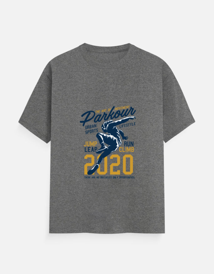 Parkour 2020 Graphic T-Shirt – Noir & Lin India Charcoal Melange