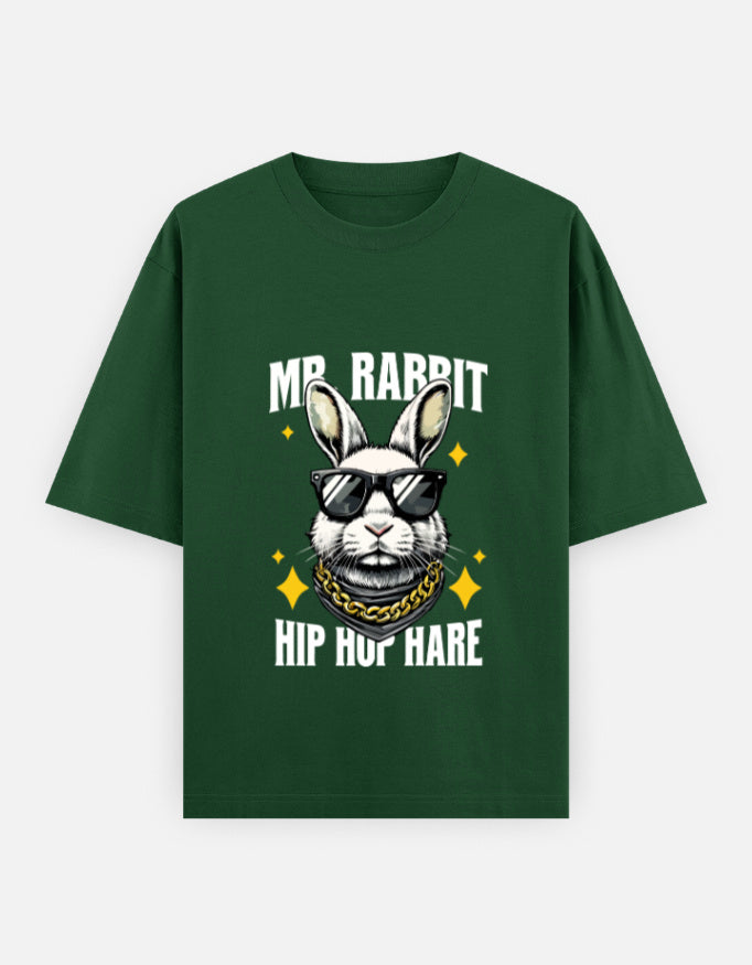 Mr. Rabbit Hip Hop Hare Oversized T-Shirt – Noir & Lin India Bottle Green