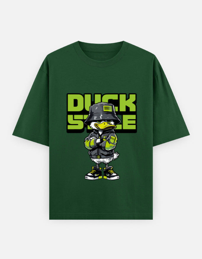 Duck Style Oversized Heavyweight T-Shirt – Noir & Lin India Bottle Green