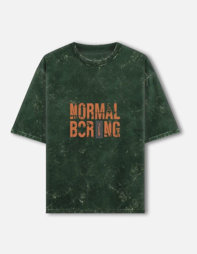 Normal is Boring - Acid-Wash Oversized Tee – Noir & Lin India Bottle Green