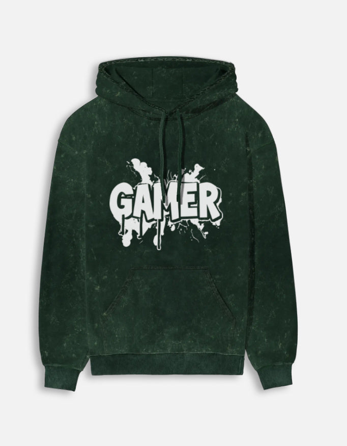 Gamer Acid Washed Hoodie – Noir & Lin India Bottle Green