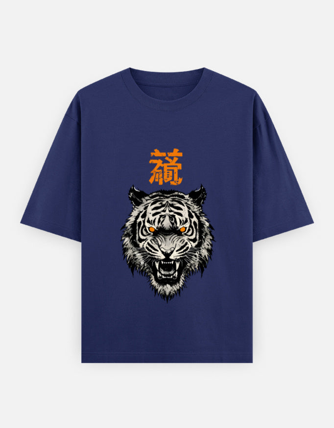 Tiger Spirit Oversized Heavyweight T-Shirt – Noir & Lin India Royal Blue