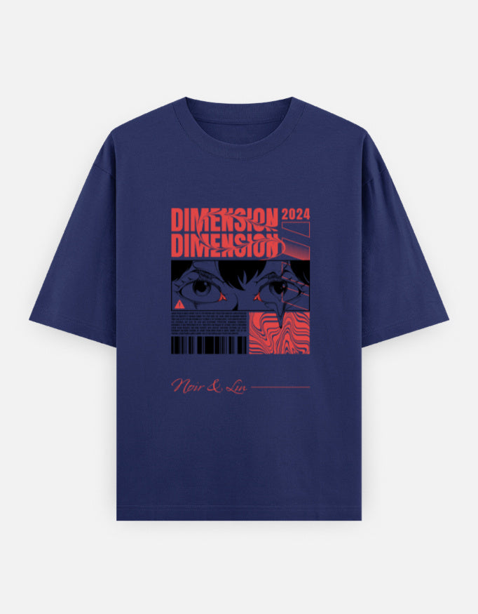 Dimension 2024 – Oversized Graphic Tee – Noir & Lin India Royal Blue