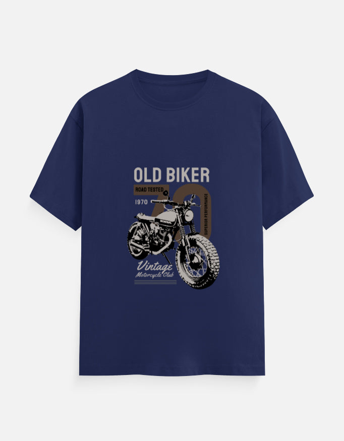 Old Biker Vintage Motorcycle Graphic T-Shirt – Noir & Lin India Royal Blue