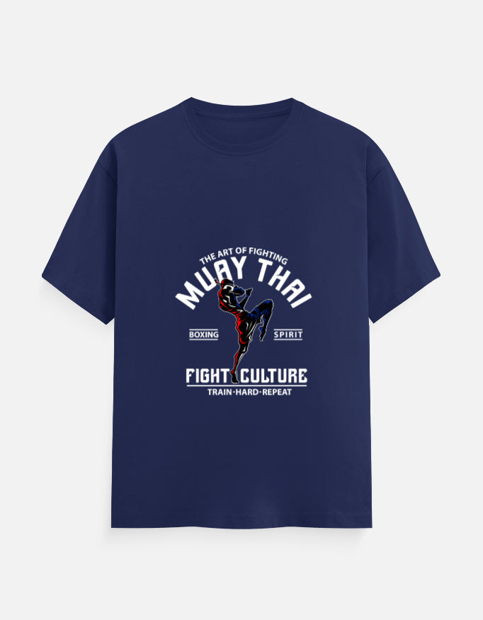 Muay Thai Fight Culture Graphic T-Shirt – Noir & Lin India Royal Blue