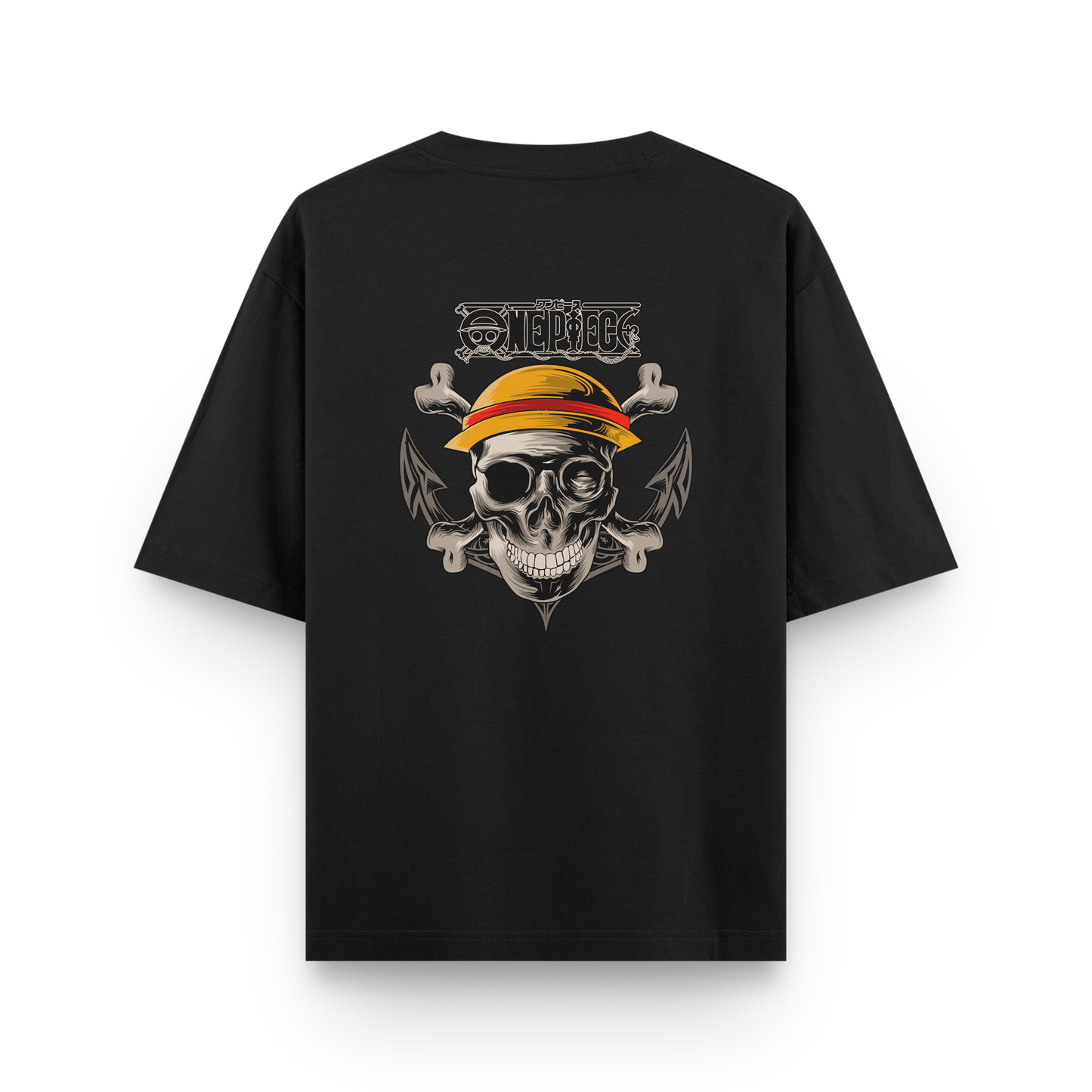 ONE PIECE Front & Back Print Oversized T-Shirt – Noir & Lin India