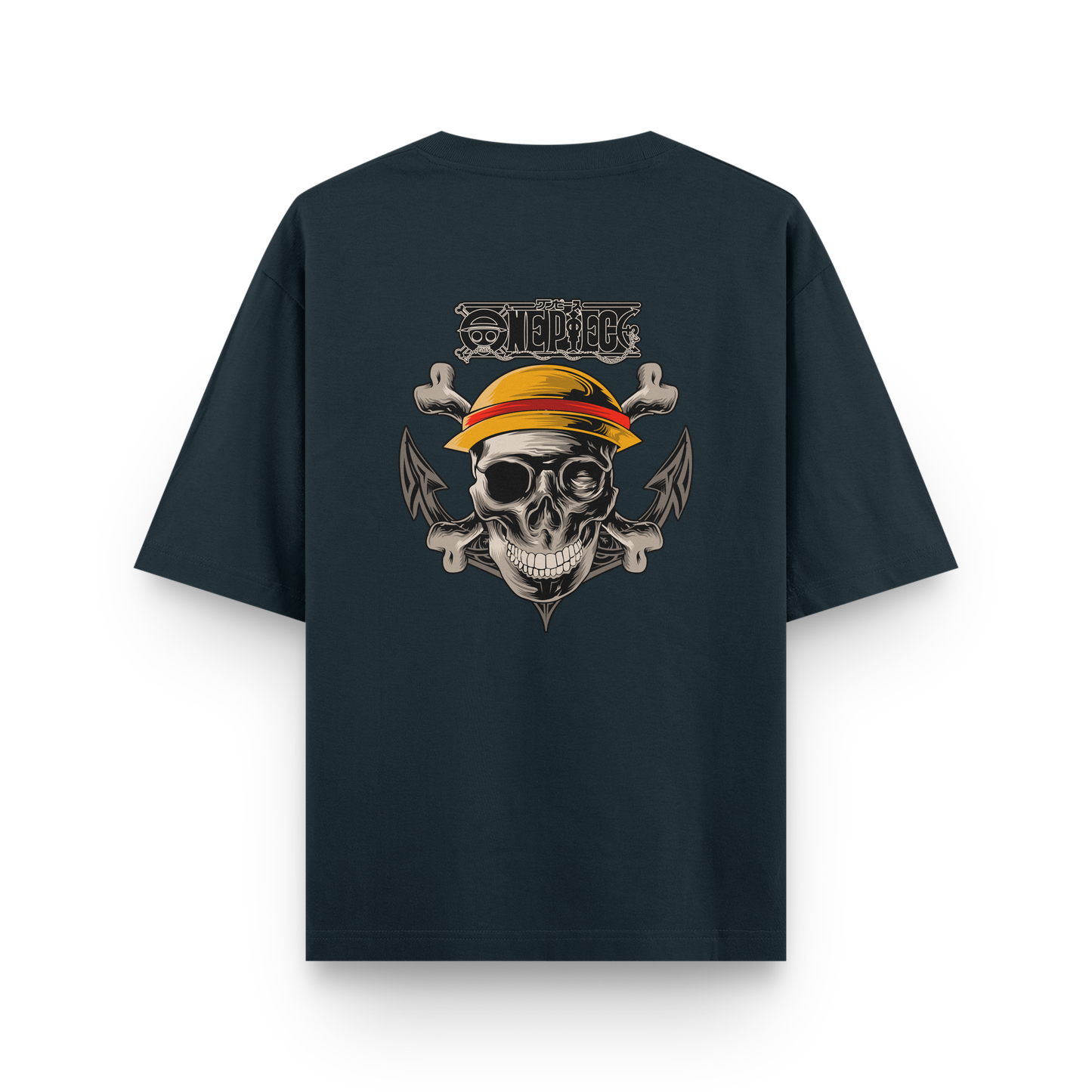 ONE PIECE Front & Back Print Oversized T-Shirt – Noir & Lin India