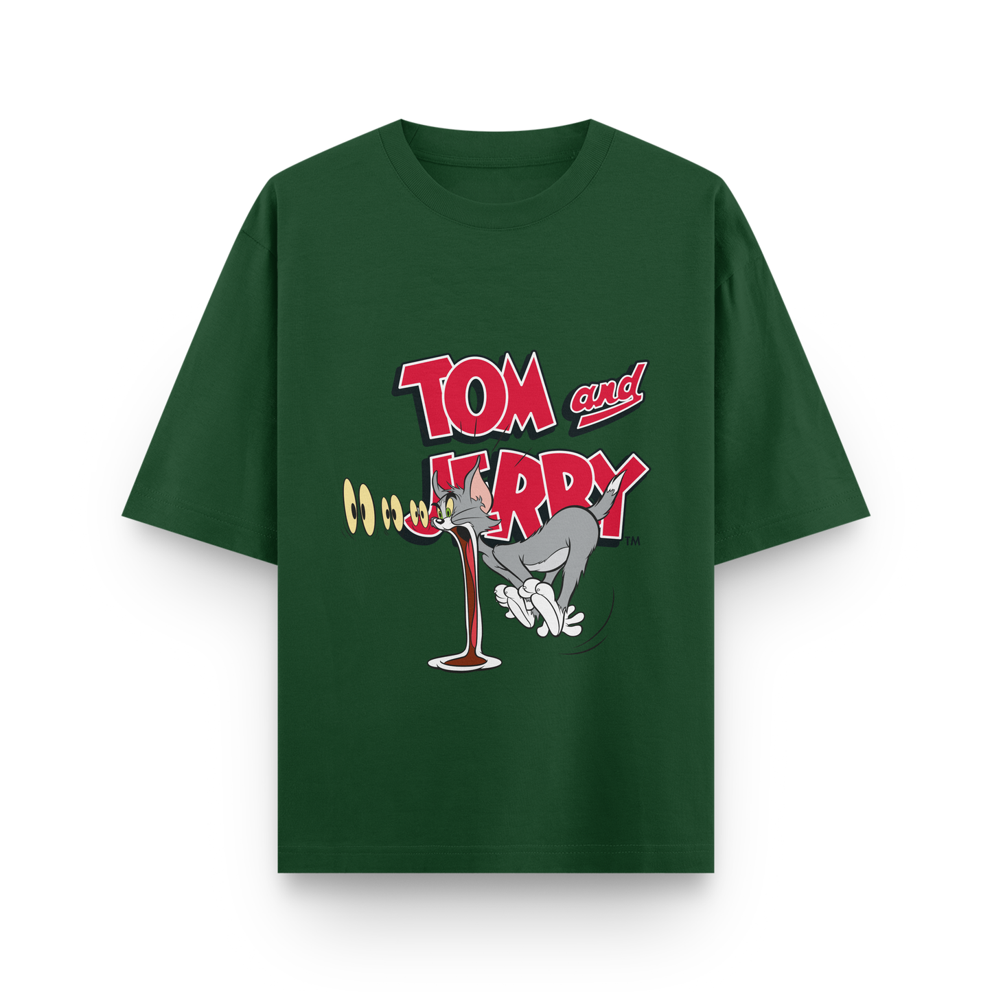 Tom & Jerry Oversized T-Shirt – Noir & Lin India Bottle Green