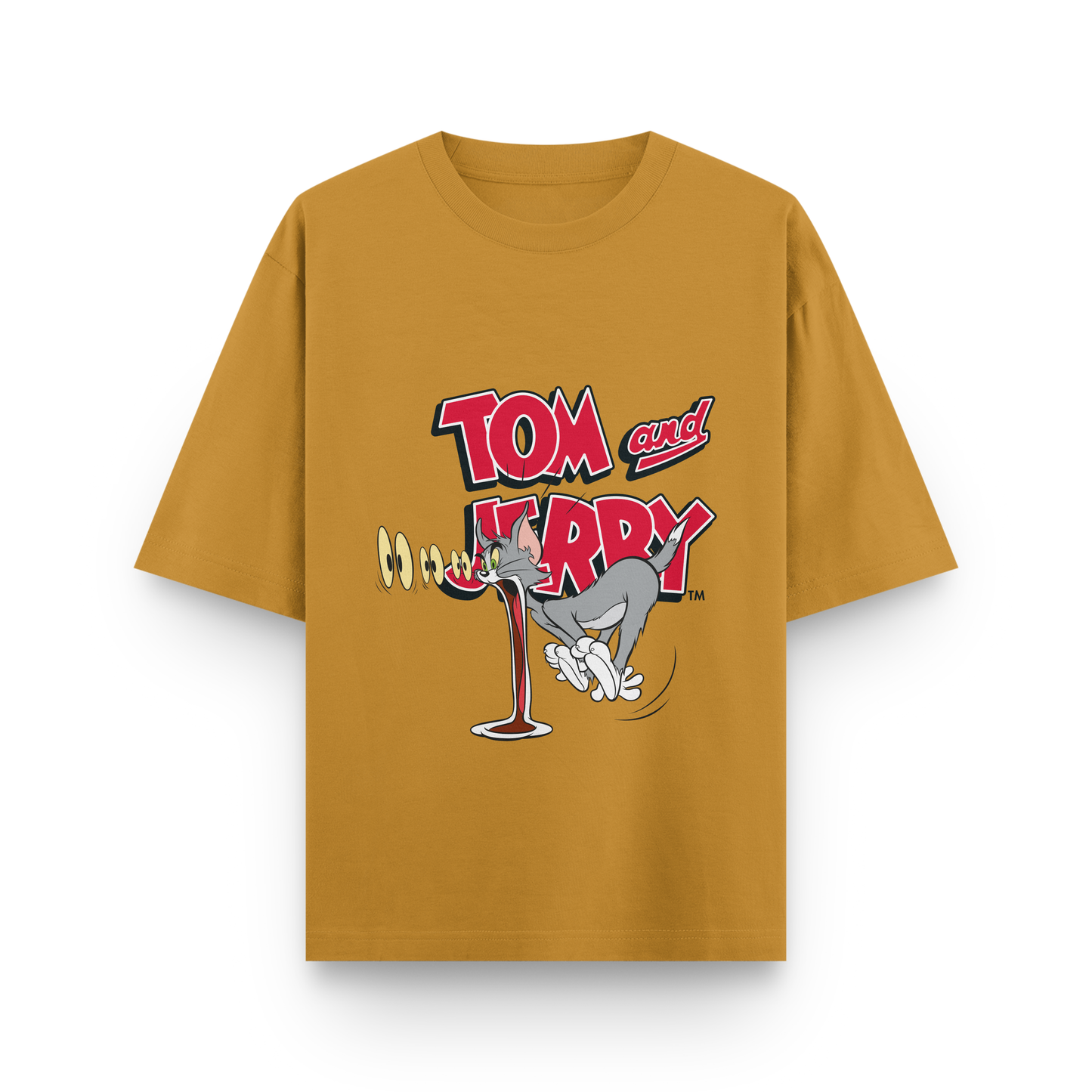 Tom & Jerry Oversized T-Shirt – Noir & Lin India Mustard Yellow