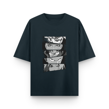 Anime Icons Panel Oversized T-Shirt – Noir & Lin India Navy Blue