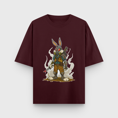 Apocalypse Bunny Oversized Tee – Noir & Lin India Maroon