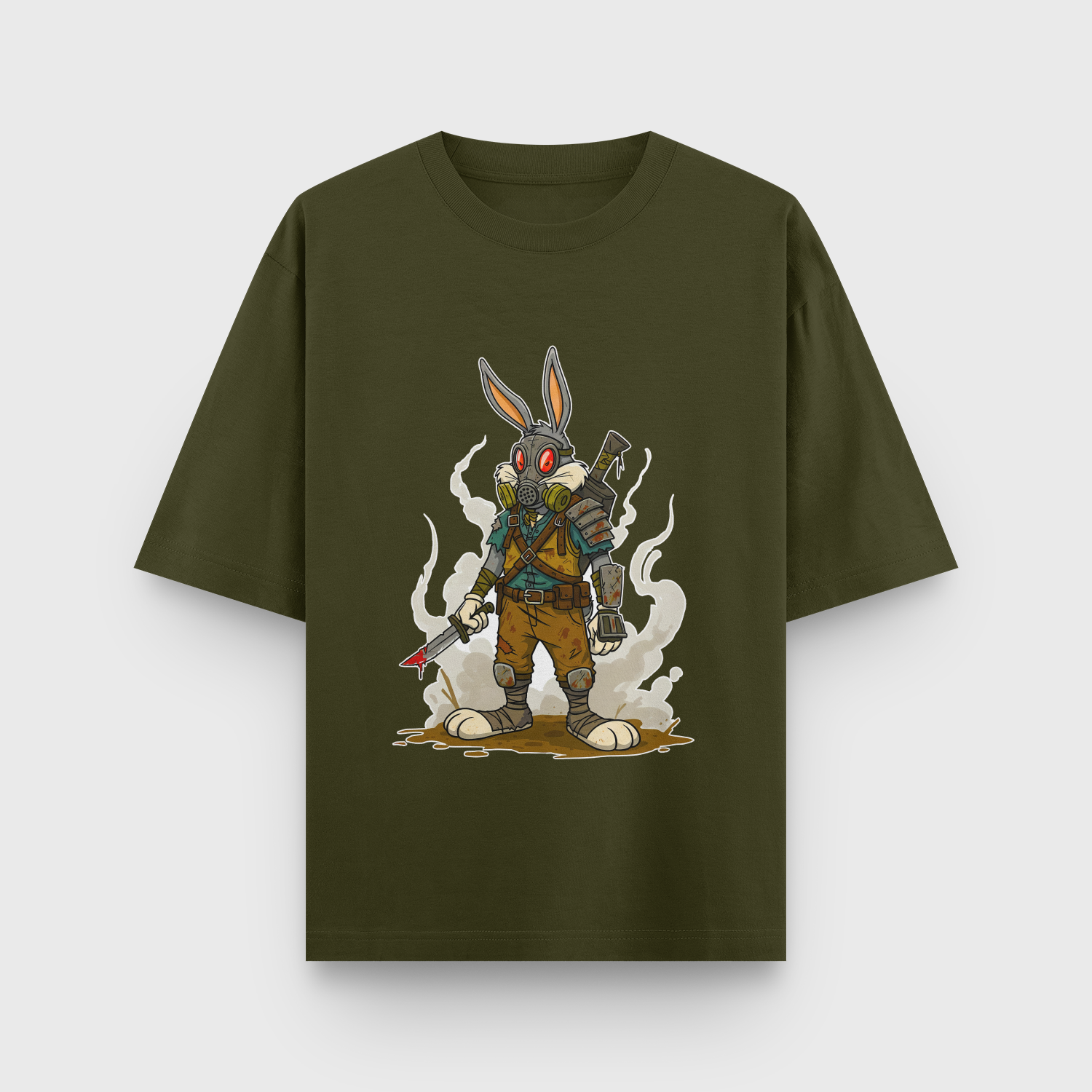 Apocalypse Bunny Oversized Tee – Noir & Lin India Olive Green