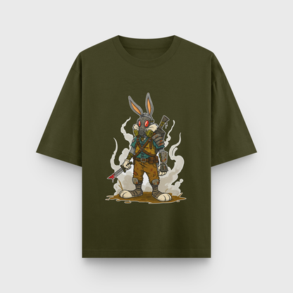 Apocalypse Bunny Oversized Tee – Noir & Lin India Olive Green