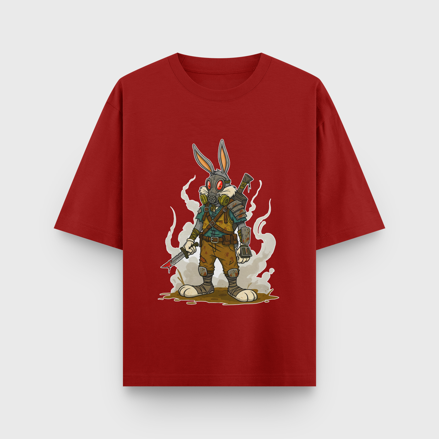 Apocalypse Bunny Oversized Tee – Noir & Lin India Red