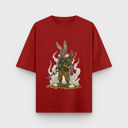 Apocalypse Bunny Oversized Tee – Noir & Lin India Red