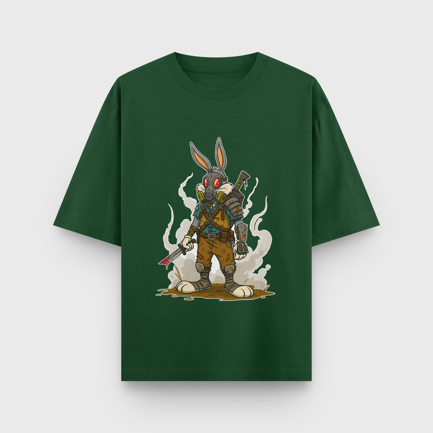 Apocalypse Bunny Oversized Tee – Noir & Lin India Bottle Green