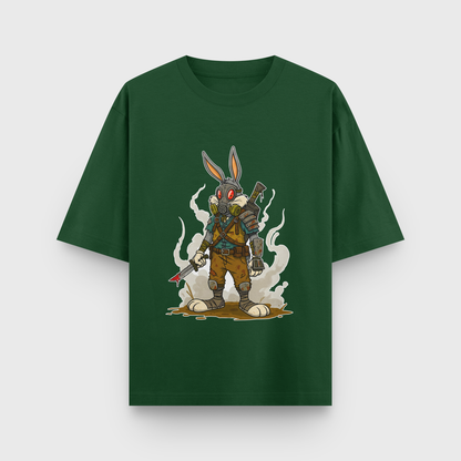 Apocalypse Bunny Oversized Tee – Noir & Lin India Bottle Green