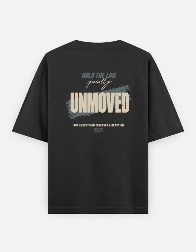Noir & Lin UNMOVED oversized graphic tee in Black, back view
